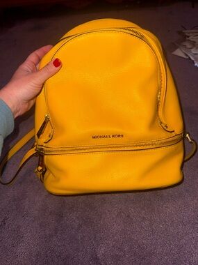 MICHAEL KORS Bright Yellow Leather Backpack